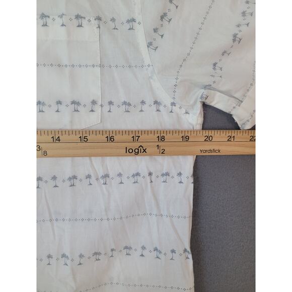 First Wave Boys XL 14/16 Palm Tree Button Down Shirt White Gray Casual Summer - Picture 6 of 8